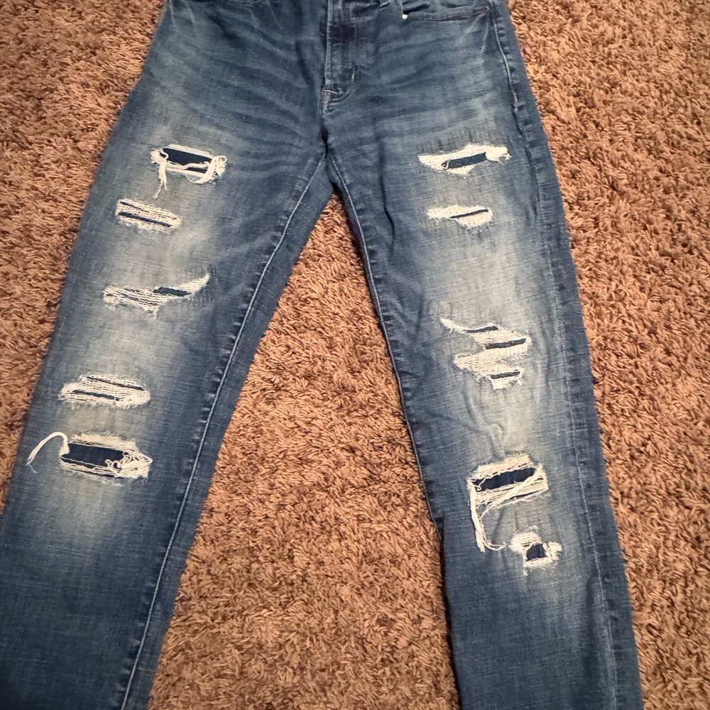 American Eagle Outfitters Men's Ripped Blue Skinny Jeans 30X34 - Picture 2 of 7